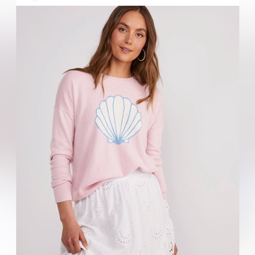 NWT Vineyard Vines Shell Intarsia Crewneck Sweater in Light Pink Sizs XL